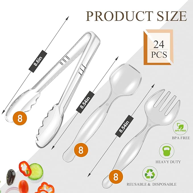 Mwellewm 24Pcs Plastic Serving Utensils Disposable Serving Spoons