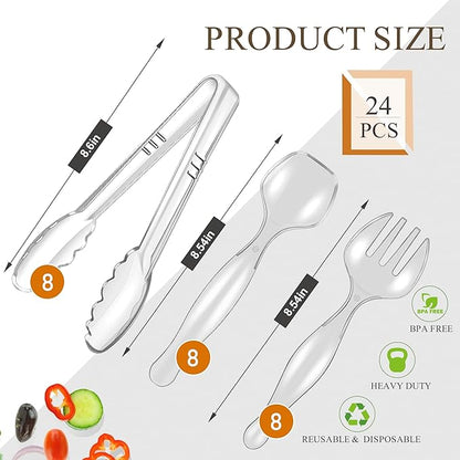 Mwellewm 24Pcs Plastic Serving Utensils Disposable Serving Spoons