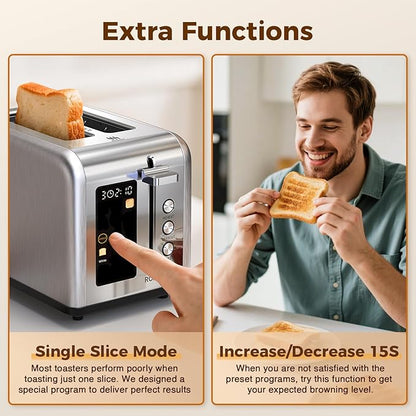 2 Slice Easy Touch Screen Toaster, Stainless Steel Toaster