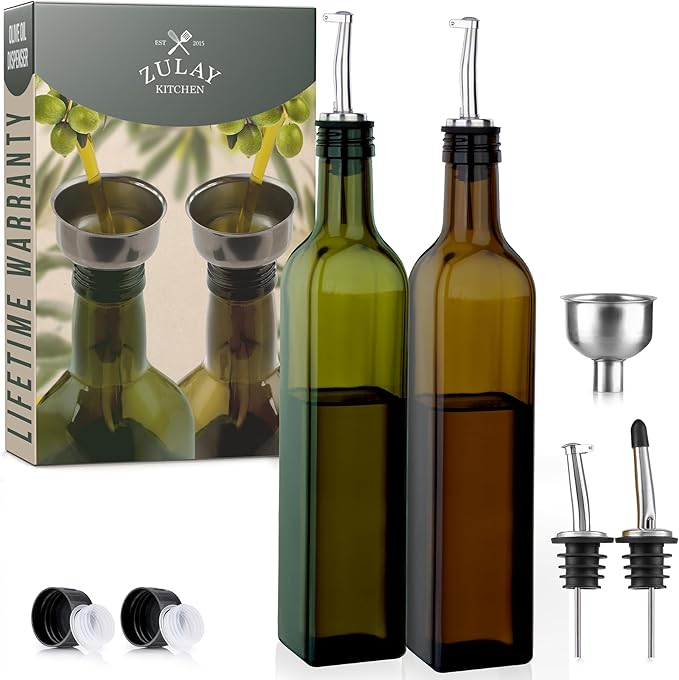 Zulay Kitchen (2 pack 17oz Olive Oil Dispenser Bottle