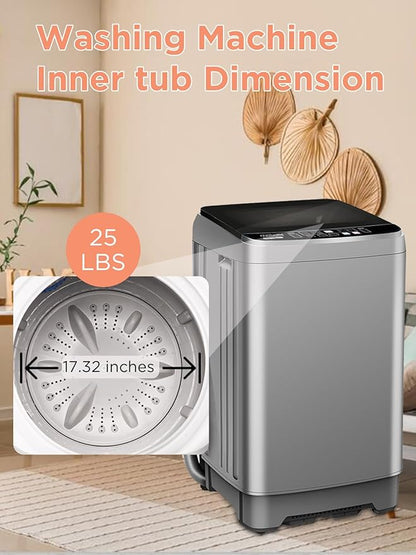 25 lbs Washing Machines with 10 Program 8 Water Level, Full Automatic Washer