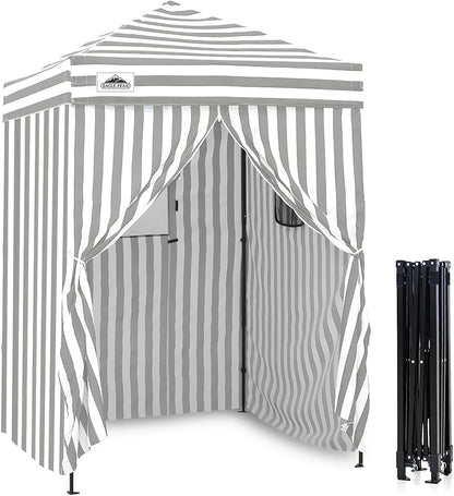 EAGLE PEAK Flex Ultra Compact 5x5 Pop-up Canopy, Sun Shelter, Changing Room, Portable Privacy Tent for Pool, Fashion Photoshoots, or Camping, Gray/White