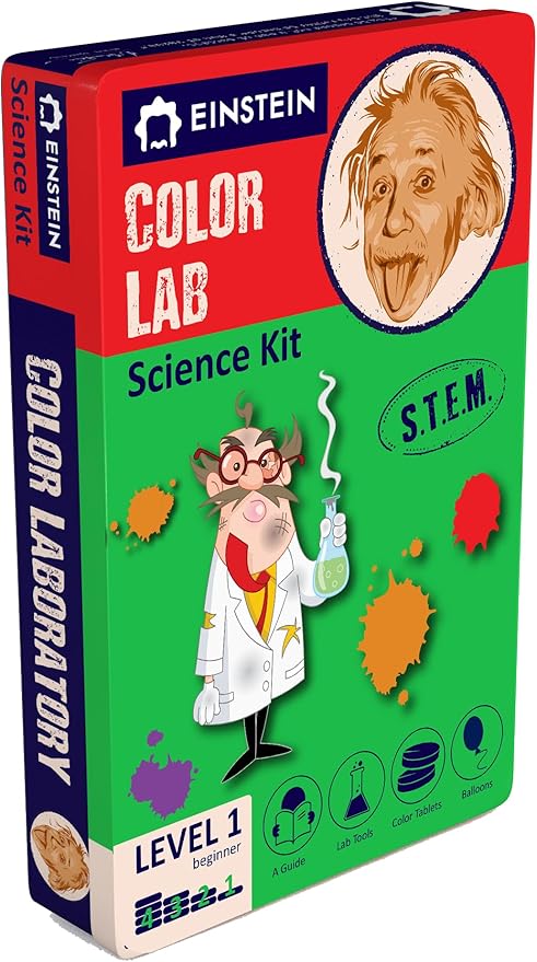 Einstein’s Color LAB Science Kit for Kids. STEM for Boys & Girls Aged 4 and Above. Detailed Picture Guide Included.