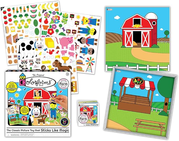 Colorforms Stickers for Kids – Sticker Book, Farm Picture Playset, Arts and Crafts, Toddler Stickers, Repositionable Pieces for Endless Story Fun, for Boys and Girls, Ages 3+