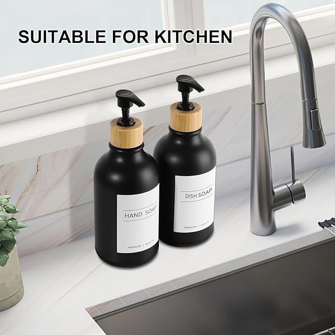 KASUNTING Black Soap Dispenser, 4 Pack Hand Soap Dispenser Bathroom