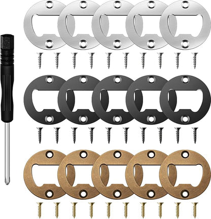 15 Sets Bottle Opener Inserts Kit Stainless Steel Round Bottle Openers Metal