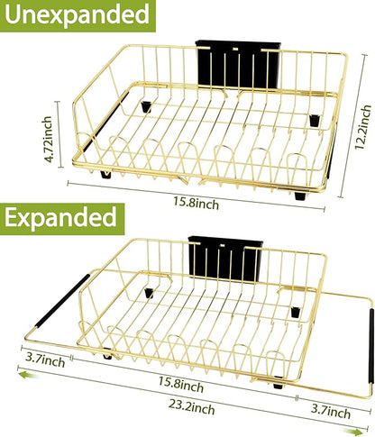 Golden Expandable Dish Drying Rack-Extra Large Stainless Steel Dish Drainer