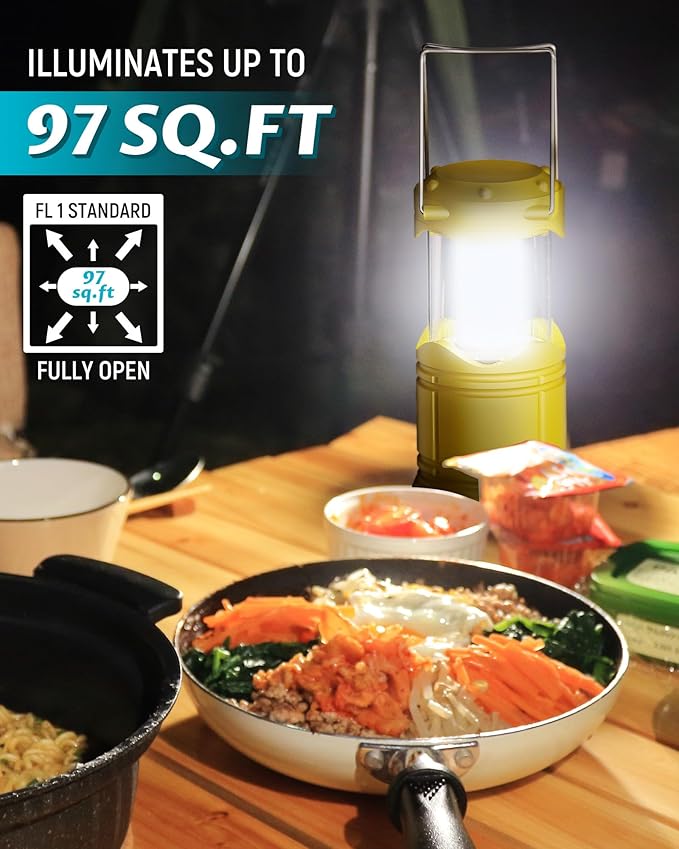 Lichamp 4 Pack LED Camping Lanterns, Battery Powered Camping Lights LED Collapsible Flashlight Portable Emergency Supplies Kit, A4YL