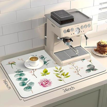 Bloss Drying Mat, Rose Flower Printed Dish Drying Mat