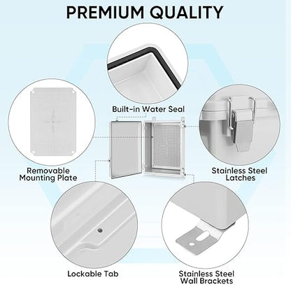 TICONN Waterproof Electrical Junction Box IP67 ABS Plastic Enclosure