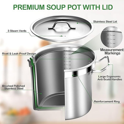 STOCKPOT 35 Quart Commercial Grade Large Stock Pot
