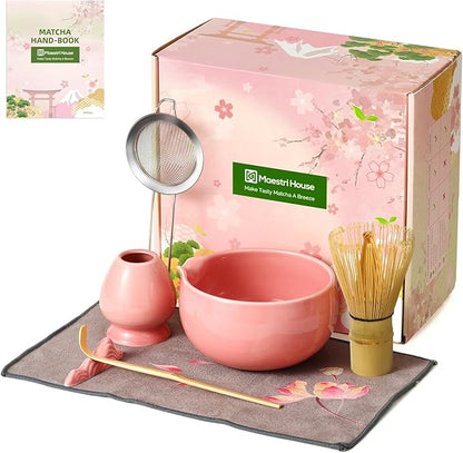 Maestri House Pink Matcha Whisk Set, 7-Pc Complete Matcha Kit