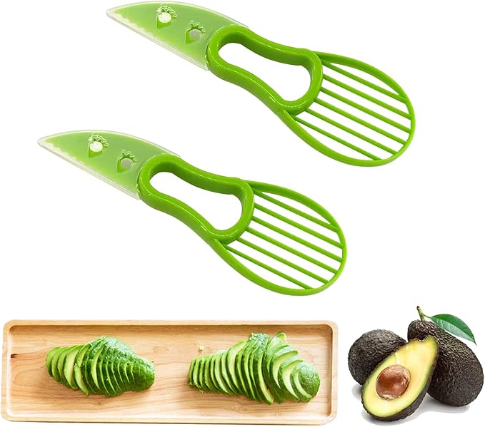 Avocado Cutter Tool - 3-in-1 Avocado Slicer and Pitter, Perfect for Mashing and Making Guacamole (2Pcs)