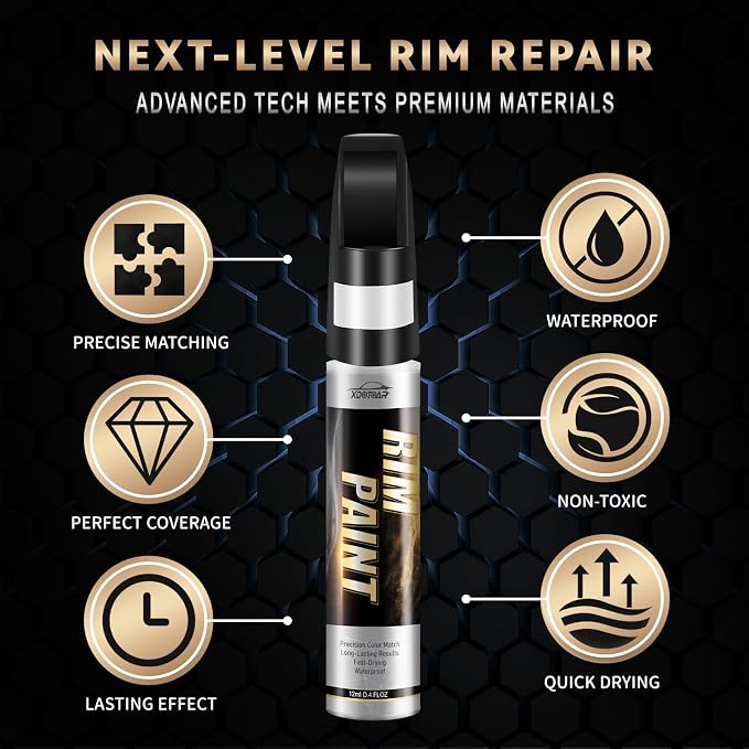 Silver Wheel Paint, Efficient Silver Touch Up Paint for Rim, Quick and Easy Remover Curb Rash, Car Scratch and More, Universal and Color Accurate, Long lasting, Resists Water, Uv Rays