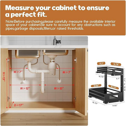 2-Pack Under Sink Organizer and Storage, 2-Tier L Shape Pull Out Cabinet