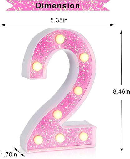 Foaky Pink Light up Letters，Pink Party Decorations,Girls Room Decor,Glitter Marquee Numbers,Alphabet Letter Sign for Night Light Birthday Party Girls Gifts, Home Bar Decoration (2)