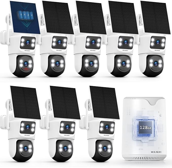 【Auto Tracking & 2-Way Audio】 Solar Powered PTZ Camera System, Wireless Outdoor