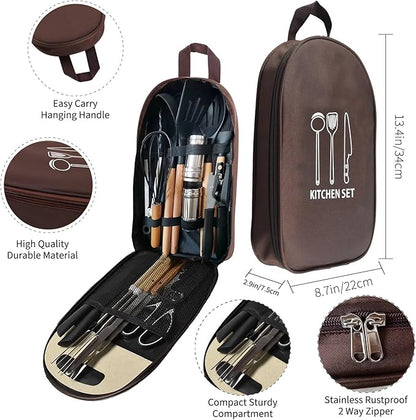 Silicone Camping Cooking Set Car Camping Essentials Cooking Kitchen Set, RV Camping Cookware Must Haves Gifts Camping Cooking Essentials, Camp Cooking Set for Travel Hiking Picnic