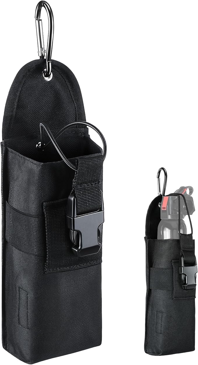 Bear Spray Holster with Quick Release Buckle (Spray Not Included), Nylon Holster with Hook & Loop for 7.9 & 9.2fl Oz Canister, Portable Pouch & Elastic Cord Design for Hiking Camping, Outdoor