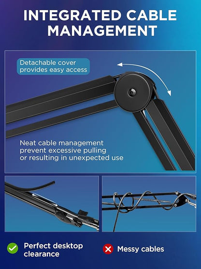InnoGear Mic Boom Arm Microphone Stand Cable Management