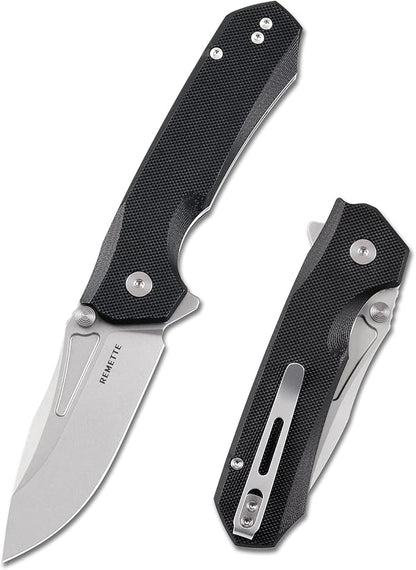 EDC Pocket Knife Rhino,3" D2 Steel Blade Durable G10 Handle, Folding Pocket Knives with Reversible Pocket Clip, Sharp Camping Hiking Pocket Knife for Men