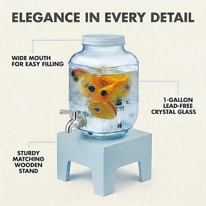 Beverage Dispenser 1 Gallon, Glass Drink Dispenser
