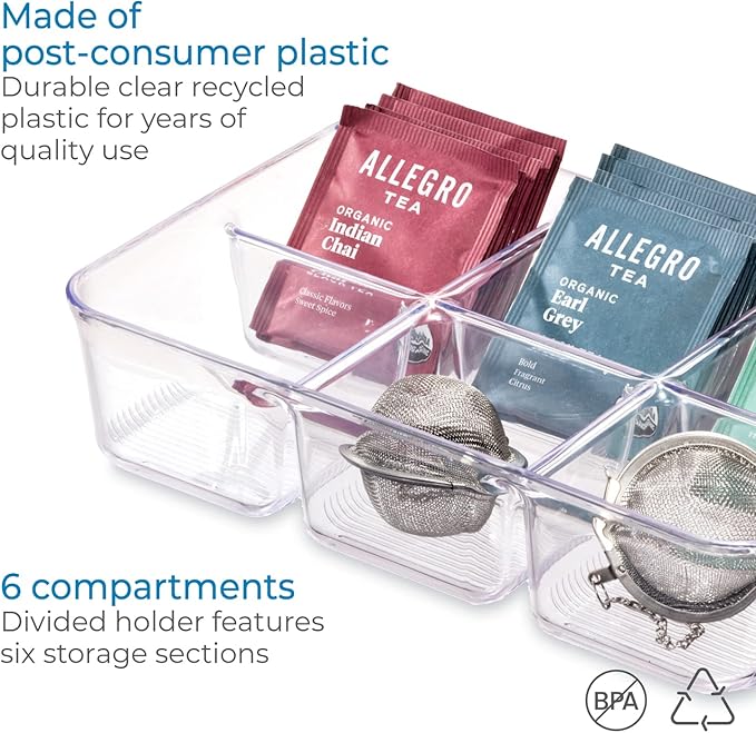 iDesign Clear Tea Bag & Sugar Packet Organizer