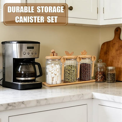 Suclain 3 Pcs Glass Coffee Container