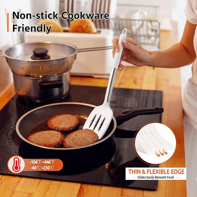 E-far Cooking Utensils Set of 4, Silicone Kitchen Utensils