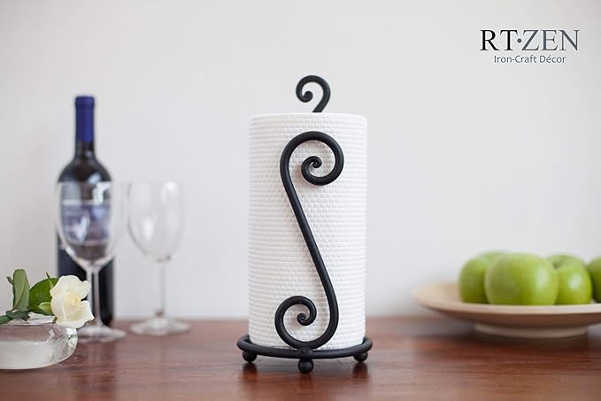 RTZEN Matte Black Paper Towel Holder Countertop