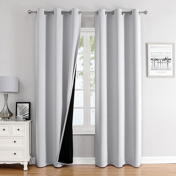 ChrisDowa 100% Blackout Curtains 84 inch Long