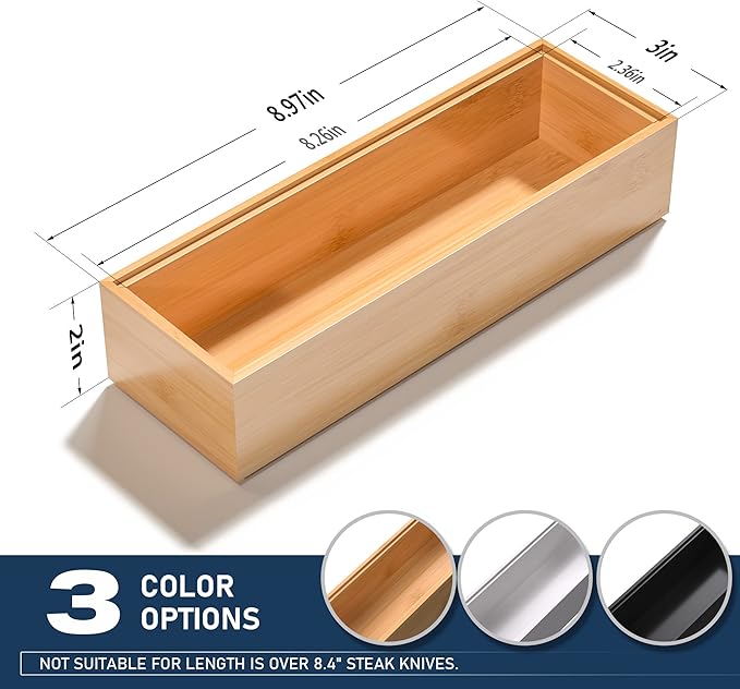 VeyFey Silverware Tray for Drawer, Stackable Kitchen Bamboo Drawer Organizer 9"