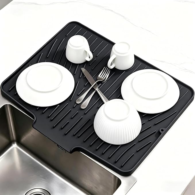 Silicone Dish Drying Mat for Kitchen Counter Sink, Non-Slip dish drying Pad