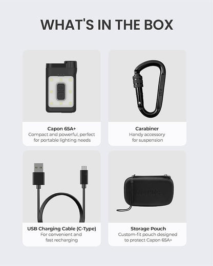Claymore Capon 65A+ Black Ultra-Light Clip-On Cap Light ??USB-C Rechargeable 230LM LED Compact Headlamp | 3 Modes IP54 Water-Resistant Up to 19 Hrs Runtime for Camping, Running, Outdoor