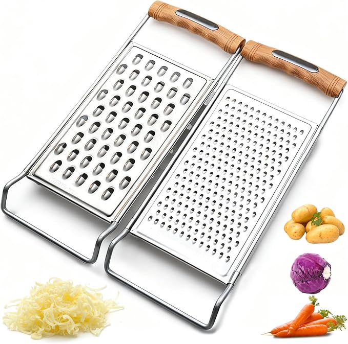2 Pack Cheese Grater Handheld, Stainless Steel Zester Set of 2, Kitchen Flat