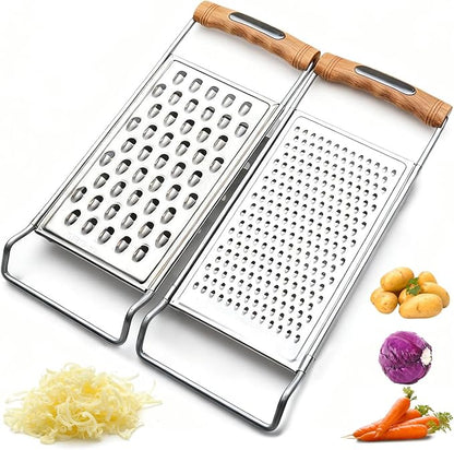 2 Pack Cheese Grater Handheld, Stainless Steel Zester Set of 2, Kitchen Flat