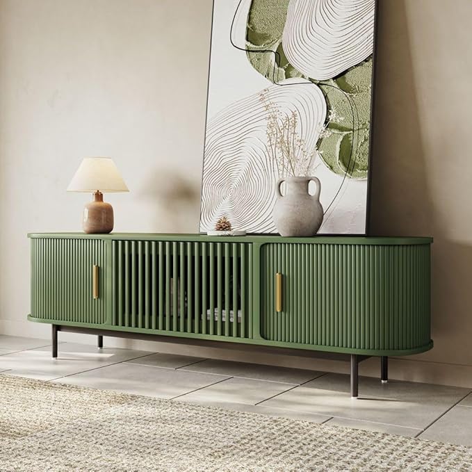 POVISON Fully-Assembled Modern Green TV Stand
