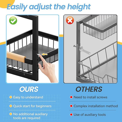 ADBIU Under Sink Organizer XL Size, 2 Packs 2 Tier Expandable Height Under-Sink