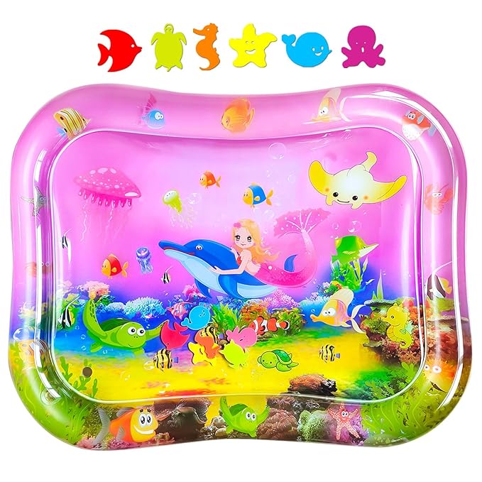 ZHUYNXIR Extra Big Infant Toys, Tummy time Toys, Baby Pink Water Play mat, Fun Early Development Activity Play Center for Newborn,Mermaid Pink 39.5x31.5 in.