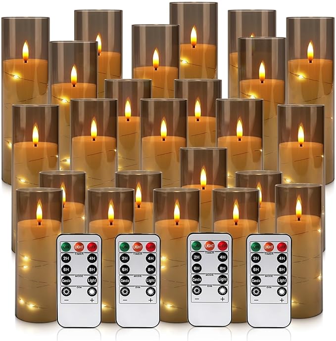 24 Pack Flameless LED Pillar Candles