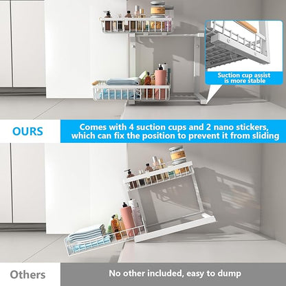 Merrylun Under Sink Organizers, 5 Adjustable Height，Metal Pull Out Under Sink