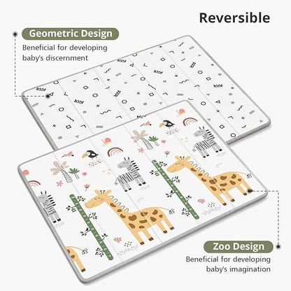 Baby Play Mat - 79" x 71" Extra Large, Foldable, Waterproof, Reversible for Indoor & Outdoor