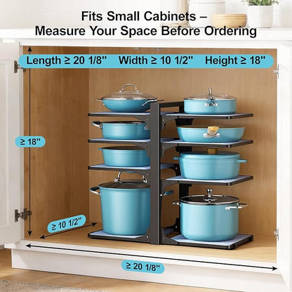 LAMU Pots and Pans Organizer under Cabinet, 8-Tier Heavy Duty Pan Organizers