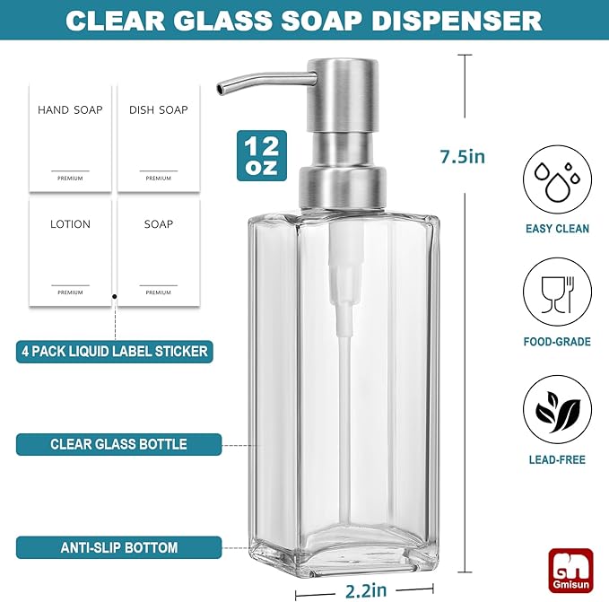 GMISUN Glass Soap Dispenser