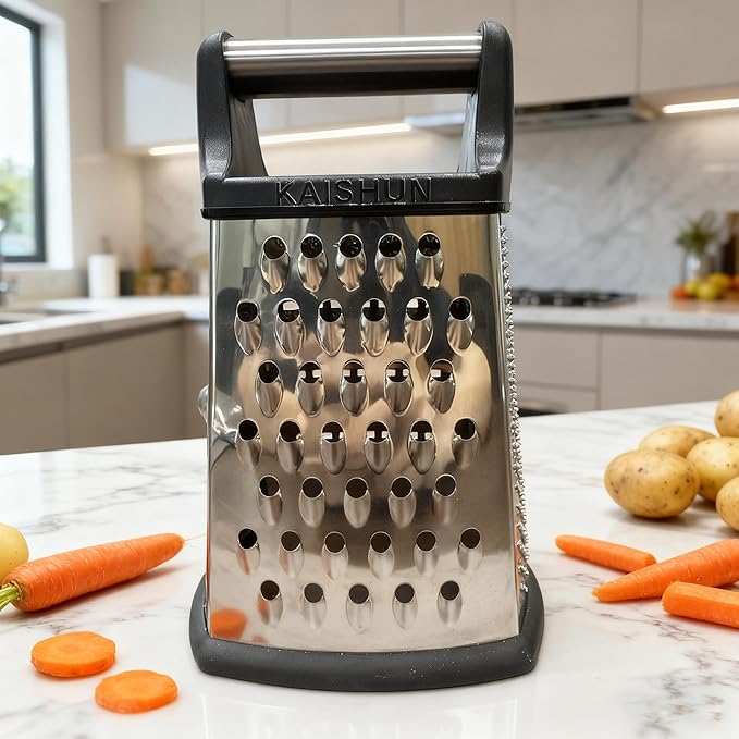 Kaishun Professional Cheese Grater, 4-Sided Stainless Steel Box Grater