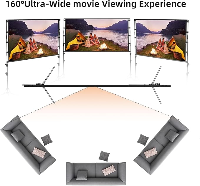 Projector Screen and Stand, GAINVANE 120 inch Portable Projector Screen Indoor
