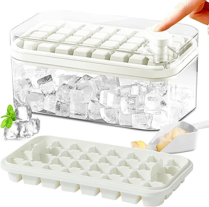 Ice Cube Tray with Lid and Bin, 2 Pack