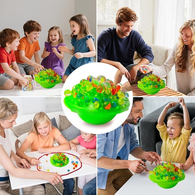 Marble Balance Game, Family Game,1–4 Players Fun Party Board Game for Kids & Adults, with 60 Colorful Marbles, Perfect for Parties