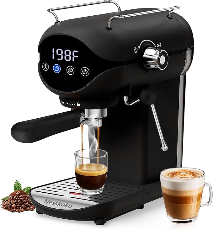 Espresso Machine with Steam Milk Frother Semi Automatic 20 Bar Compact Black