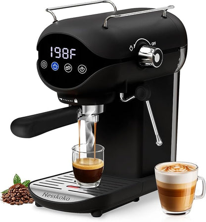 Espresso Machine with Steam Milk Frother Semi Automatic 20 Bar Compact Black